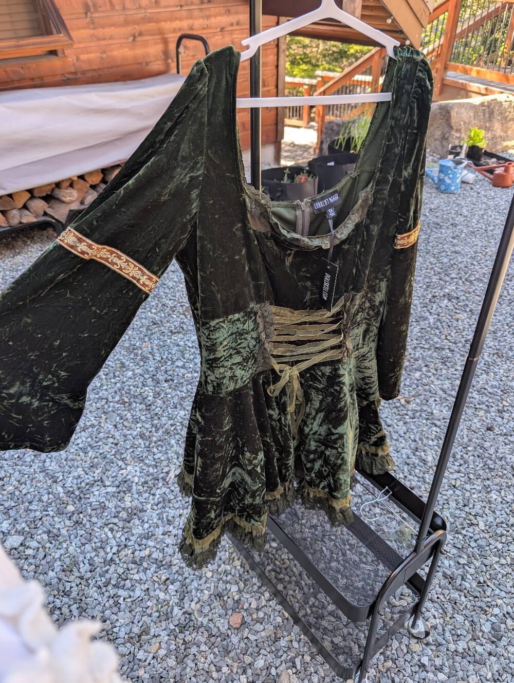 NWT 3X Myths & Legends Green Velour Mini Dress (Dolls Kill) - Picture 6 of 13